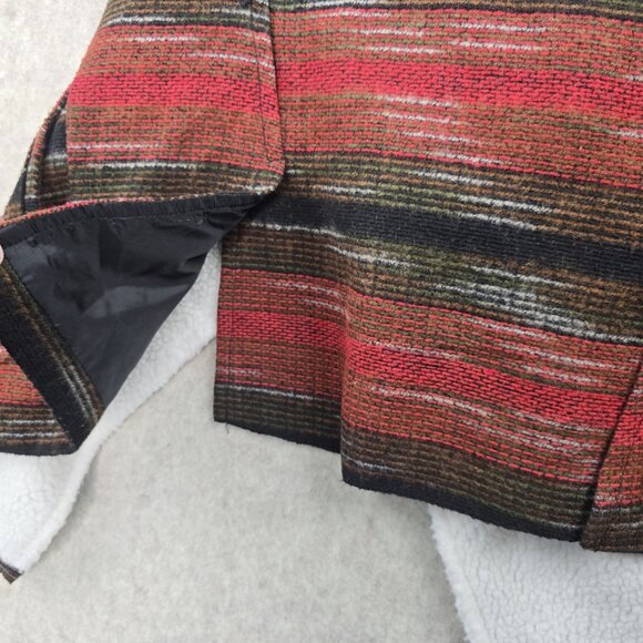 Jolt Striped Sherpa-Lined Open Front Vest Burgundy/Black Woven Medium - Picture 3 of 8